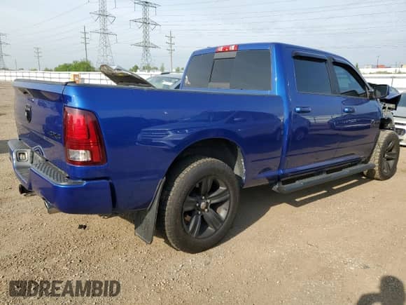 2017 Ram 1500 Sport with VIN 1C6RR7UT5HS647043, listed as a Copart auction lot 58411405 with 62,874 mi miles and Salvage title. Bid and sale history available at DreamBid. Image 3.