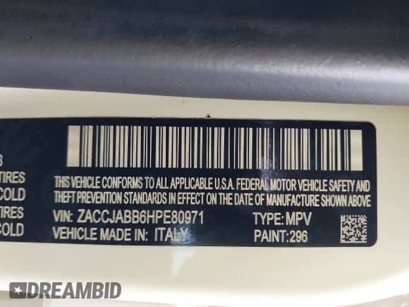 2017 Jeep Renegade Latitude с VIN ZACCJABB6HPE80971, выставлен на аукционе IAAI как лот 43391377 с пробегом 140 903 миль миль и . История ставок и продаж доступна на DreamBid. Изображение 9.