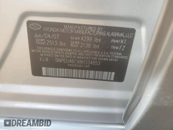 2008 Hyundai Sonata SE с VIN 5NPEU46C98H334853, выставлен на аукционе Copart как лот 61383755 с пробегом 120 633 миль миль и Списание • Salvage title. История ставок и продаж доступна на DreamBid. Изображение 12.