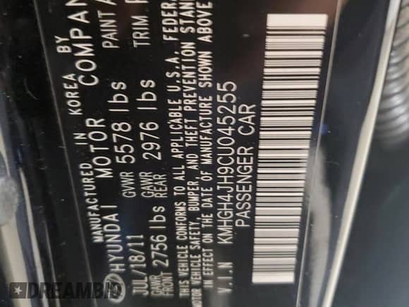 2012 Hyundai Equus Ultimate with VIN KMHGH4JH9CU045255, listed as a Copart auction lot 80279545 with 127,355 mi miles and Clean title. Bid and sale history available at DreamBid. Image 12.