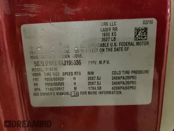 2010 Saturn Outlook XR-L Premium with VIN 5GZLVWED8AJ195336, listed as a Copart auction lot 77908834 with 246,500 mi miles and Salvage title. Bid and sale history available at DreamBid. Image 13.
