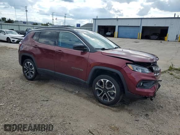2022 Jeep Compass Limited with VIN 3C4NJDCB9NT206340, listed as a Copart auction lot 70681375 with 13,177 mi miles and Salvage title. Bid and sale history available at DreamBid. Image 4.
