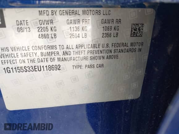2014 Chevrolet Impala LTZ с VIN 1G1155S33EU118692, выставлен на аукционе IAAI как лот 43344401 с пробегом 110 837 миль миль и . История ставок и продаж доступна на DreamBid. Изображение 9.