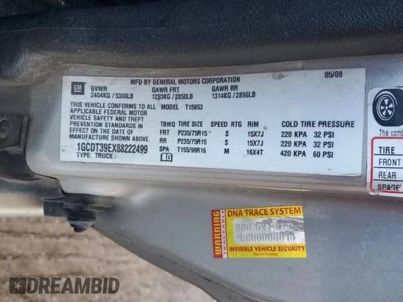 2008 Chevrolet Colorado 1LT с VIN 1GCDT39EX88222499, выставлен на аукционе Copart как лот 87312015 с пробегом 187 420 миль миль и Списание • Salvage title. История ставок и продаж доступна на DreamBid. Изображение 12.