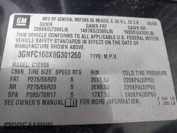 2008 Chevrolet Suburban 3LT с VIN 3GNFC160X8G301260, выставлен на аукционе IAAI как лот 42083964 с пробегом 255 236 миль миль и . История ставок и продаж доступна на DreamBid. Изображение 9.