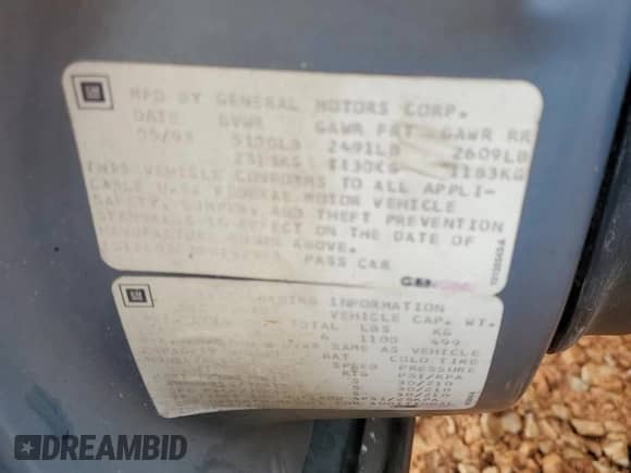 1993 Chevrolet Caprice Classic с VIN 1G1BL53E2PW142953, выставлен на аукционе Copart как лот 69673135 с пробегом 203 972 миль миль и Списание • Salvage title. История ставок и продаж доступна на DreamBid. Изображение 12.