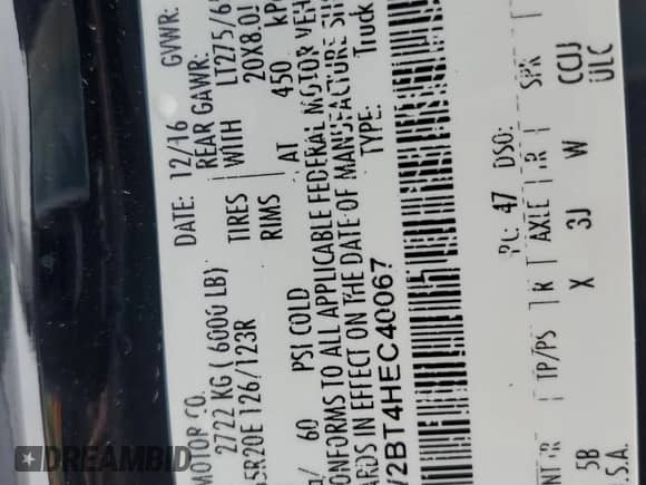 2017 Ford F-250 Lariat с VIN 1FT7W2BT4HEC40067, выставлен на аукционе Copart как лот 45300525 с пробегом 60 875 миль миль и Списание • Salvage title. История ставок и продаж доступна на DreamBid. Изображение 15.