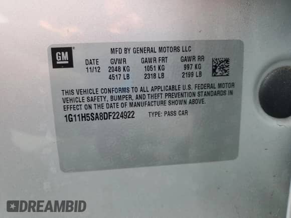 2013 Chevrolet Malibu LTZ с VIN 1G11H5SA8DF224922, выставлен на аукционе Copart как лот 84642825 с пробегом 204 065 миль миль и Списание • Salvage title. История ставок и продаж доступна на DreamBid. Изображение 12.
