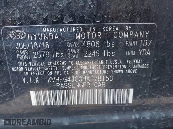 2017 Hyundai Azera с VIN KMHFG4JG0HA578156, выставлен на аукционе IAAI как лот 42952905 с пробегом 93 368 миль миль и . История ставок и продаж доступна на DreamBid. Изображение 9.