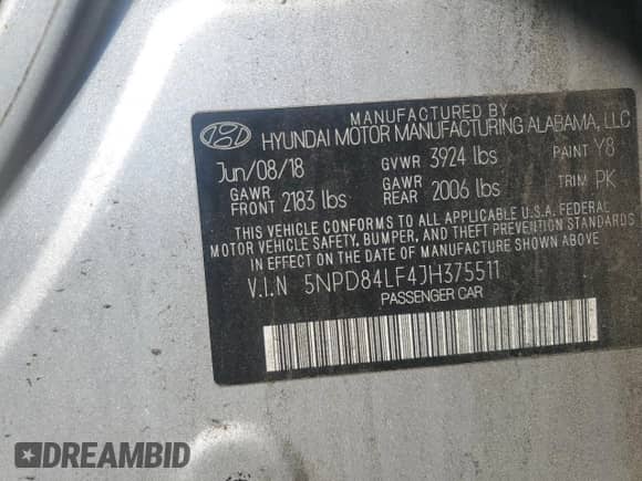 2018 Hyundai Elantra SEL с VIN 5NPD84LF4JH375511, выставлен на аукционе Copart как лот 72091665 с пробегом 169 152 миль миль и Чистый • Clean title. История ставок и продаж доступна на DreamBid. Изображение 12.