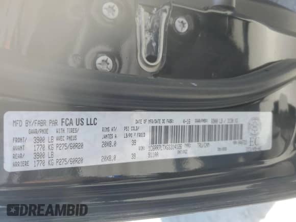 2016 Ram 1500 Big Horn z VIN 1C6RR7LTXGS314126, wystawiony jako Copart lot #58142535 z przebiegiem Nie podano mil oraz Szkoda całkowita • Salvage title. Historia ofert i sprzedaży dostępna na DreamBid. Obrazek 12.