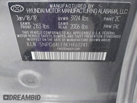 2019 Hyundai Elantra SEL z VIN 5NPD84LF8KH460241, wystawiony jako IAAI lot #43429850 z przebiegiem 99 258 mil mil oraz . Historia ofert i sprzedaży dostępna na DreamBid. Obrazek 9.