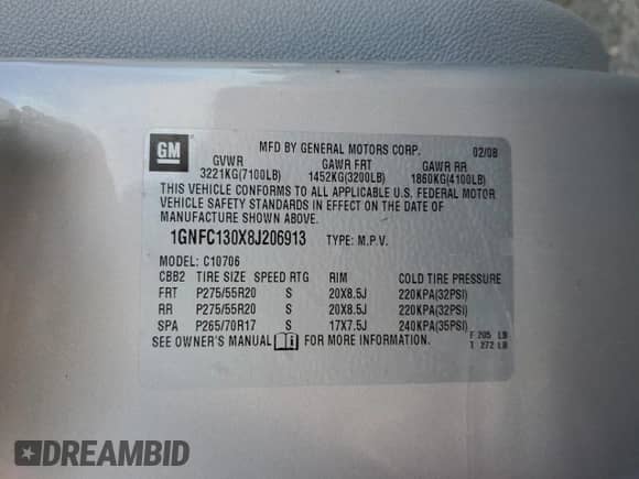 2008 Chevrolet Tahoe 2LT с VIN 1GNFC130X8J206913, выставлен на аукционе Copart как лот 79490574 с пробегом 201 067 миль миль и Списание • Salvage title. История ставок и продаж доступна на DreamBid. Изображение 14.