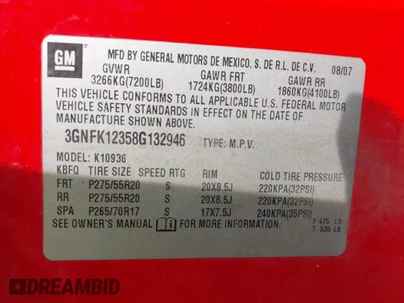 2008 Chevrolet Avalanche LTZ с VIN 3GNFK12358G132946, выставлен на аукционе IAAI как лот 41846555 с пробегом 237 924 миль миль и . История ставок и продаж доступна на DreamBid. Изображение 9.