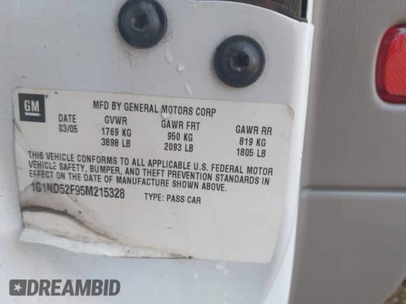 2005 Chevrolet Malibu Classic z VIN 1G1ND52F95M215328, wystawiony jako IAAI lot #42401427 z przebiegiem 109 180 mil mil oraz . Historia ofert i sprzedaży dostępna na DreamBid. Obrazek 9.