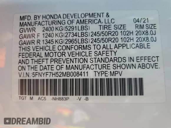 2021 Honda Passport EX-L с VIN 5FNYF7H52MB008411, выставлен на аукционе Copart как лот 70598655 с пробегом 94 422 миль миль и Списание • Salvage title. История ставок и продаж доступна на DreamBid. Изображение 13.