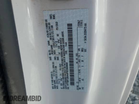 2023 Ford F-250 XL z VIN 1FTBF2BA4PED80868, wystawiony jako Copart lot #52189635 z przebiegiem Nie podano mil oraz Szkoda całkowita • Salvage title. Historia ofert i sprzedaży dostępna na DreamBid. Obrazek 12.