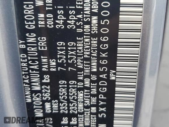 2019 Kia Sorento S z VIN 5XYPGDA56KG605004, wystawiony jako Copart lot #65433855 z przebiegiem 111 527 mil mil oraz Szkoda całkowita • Salvage title. Historia ofert i sprzedaży dostępna na DreamBid. Obrazek 13.