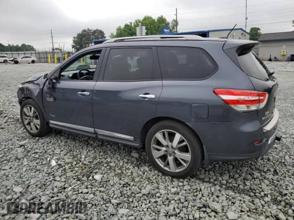2014 Nissan Pathfinder Platinum Hybrid with VIN 5N1CR2MMXEC643839, listed as a Copart auction lot 57241155 with 234,625 mi miles and Salvage title. Bid and sale history available at DreamBid. Image 2.