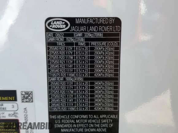 2023 Land Rover Range Rover Sport SE Dynamic with VIN SAL1L9FU3PA101203, listed as a Copart auction lot 63258325 with 14,775 mi miles and Salvage title. Bid and sale history available at DreamBid. Image 13.