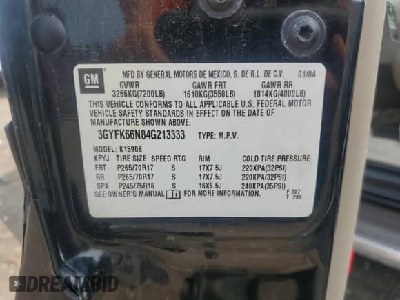 2004 Cadillac Escalade ESV Platinum Edition z VIN 3GYFK66N84G213333, wystawiony jako Copart lot #59950535 z przebiegiem 189 699 mil mil oraz Czysty tytuł • Clean title. Historia ofert i sprzedaży dostępna na DreamBid. Obrazek 13.