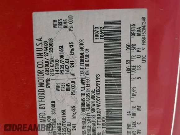 2000 Ford F-150 XL with VIN 1FTRX07WXYKB39193, listed as a Copart auction lot 85164785 with 296,921 mi miles and Salvage title. Bid and sale history available at DreamBid. Image 12.