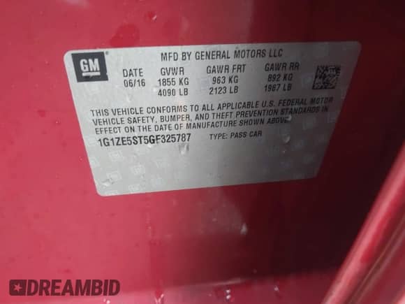 2016 Chevrolet Malibu LT z VIN 1G1ZE5ST5GF325787, wystawiony jako IAAI lot #41556484 z przebiegiem 110 612 mil mil oraz . Historia ofert i sprzedaży dostępna na DreamBid. Obrazek 9.