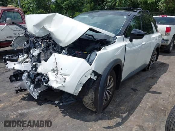 2023 Nissan Pathfinder SL with VIN 5N1DR3CC6PC237854, listed as a IAAI auction lot 42702565 with 25,899 mi miles and . Bid and sale history available at DreamBid. Image 2.