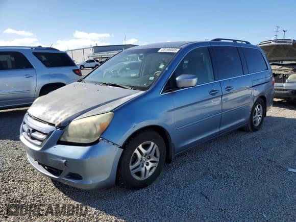 2005 Honda Odyssey EX z VIN 5FNRL38445B079706, wystawiony jako Copart lot #85196605 z przebiegiem 243 000 mil mil oraz Szkoda całkowita • Salvage title. Historia ofert i sprzedaży dostępna na DreamBid. Obrazek 1.