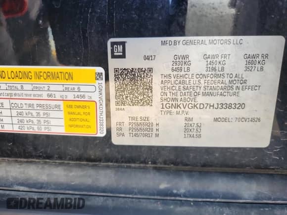 2017 Chevrolet Traverse LT z VIN 1GNKVGKD7HJ338320, wystawiony jako Copart lot #80791475 z przebiegiem 13 379 mil mil oraz Nie do naprawy • Non repairable. Historia ofert i sprzedaży dostępna na DreamBid. Obrazek 13.