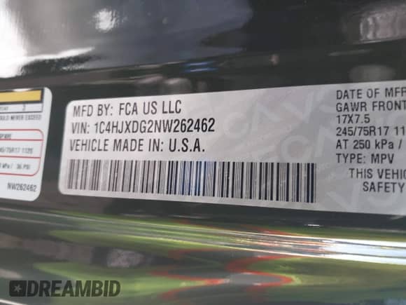 2022 Jeep Wrangler Unlimited Sport S z VIN 1C4HJXDG2NW262462, wystawiony jako IAAI lot #41199711 z przebiegiem Nie podano mil oraz . Historia ofert i sprzedaży dostępna na DreamBid. Obrazek 9.