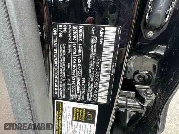 2019 Mercedes-Benz GLS 550 with VIN 4JGDF7DE2KB207961, listed as a Copart auction lot 63635565 with 85,792 mi miles and Clean title. Bid and sale history available at DreamBid. Image 10.