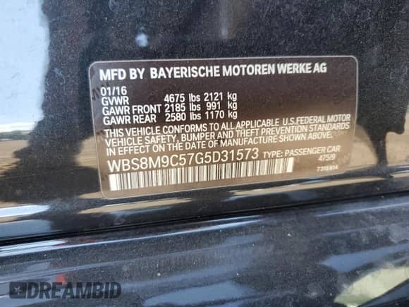 2016 BMW M3 с VIN WBS8M9C57G5D31573, выставлен на аукционе Copart как лот 71534925 с пробегом 76 062 миль миль и Списание • Salvage title. История ставок и продаж доступна на DreamBid. Изображение 12.