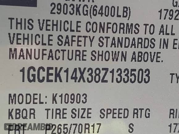 2008 Chevrolet Silverado 1500 Work Truck with VIN 1GCEK14X38Z133503, listed as a IAAI auction lot 42824742 with 166,044 mi miles and . Bid and sale history available at DreamBid. Image 9.