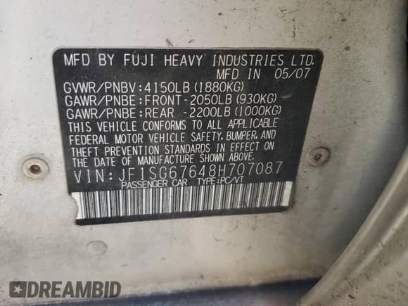 2008 Subaru Forester X L.L. Bean с VIN JF1SG67648H707087, выставлен на аукционе Copart как лот 50000785 с пробегом 184 519 миль миль и Чистый • Clean title. История ставок и продаж доступна на DreamBid. Изображение 13.