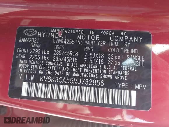 2021 Hyundai Kona Limited с VIN KM8K3CA55MU732856, выставлен на аукционе IAAI как лот 42670658 с пробегом 107 558 миль миль и . История ставок и продаж доступна на DreamBid. Изображение 9.