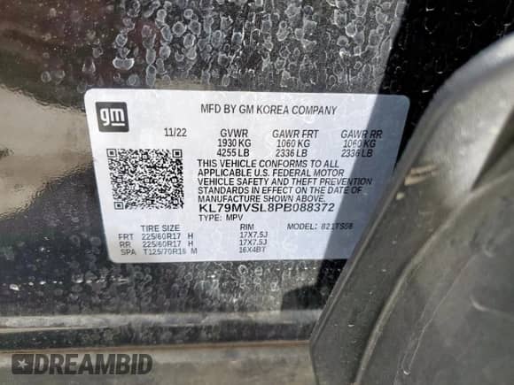 2023 Chevrolet TrailBlazer ACTIV z VIN KL79MVSL8PB088372, wystawiony jako Copart lot #66293295 z przebiegiem 43 677 mil mil oraz Szkoda całkowita • Salvage title. Historia ofert i sprzedaży dostępna na DreamBid. Obrazek 13.