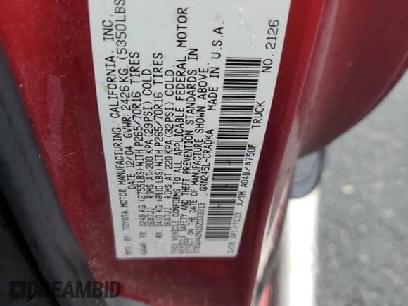 2005 Toyota Tacoma с VIN 5TEUU42N15Z033313, выставлен на аукционе Copart как лот 86146965 с пробегом 255 199 миль миль и Чистый • Clean title. История ставок и продаж доступна на DreamBid. Изображение 12.