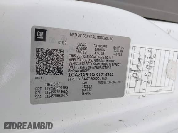 2019 Chevrolet Express Passenger LT с VIN 1GAZGPFGXK1214144, выставлен на аукционе IAAI как лот 41719501 с пробегом 79 941 миль миль и . История ставок и продаж доступна на DreamBid. Изображение 9.