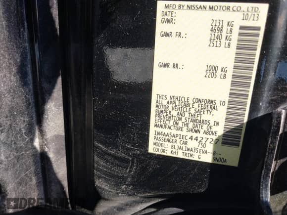 2014 Nissan Maxima S z VIN 1N4AA5AP1EC442727, wystawiony jako IAAI lot #43090492 z przebiegiem 118 795 mil mil oraz . Historia ofert i sprzedaży dostępna na DreamBid. Obrazek 9.