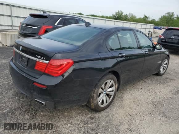 2011 BMW 7 Series 750i xDrive with VIN WBAKC6C57BC395383, listed as a Copart auction lot 53010544 with 110,107 mi miles and Salvage title. Bid and sale history available at DreamBid. Image 3.