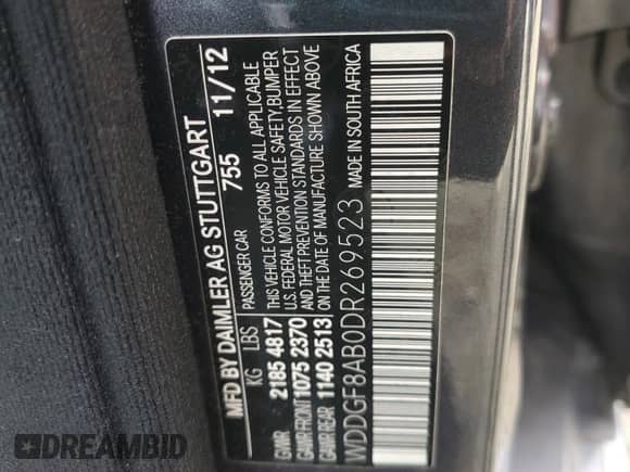 2013 Mercedes-Benz C 300 Sport с VIN WDDGF8AB0DR269523, выставлен на аукционе Copart как лот 81766495 с пробегом 92 954 миль миль и Списание • Salvage title. История ставок и продаж доступна на DreamBid. Изображение 12.