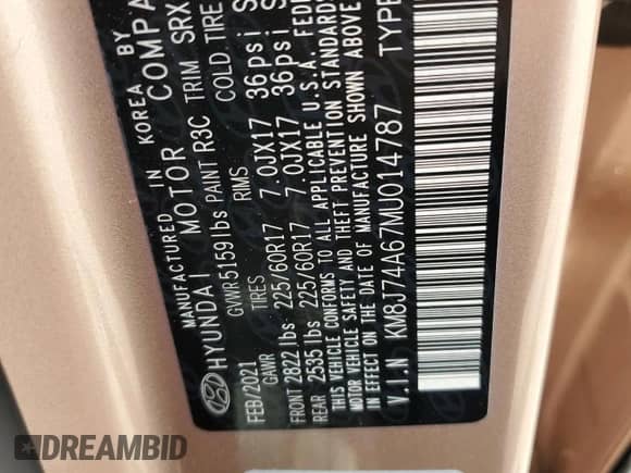 2021 Hyundai NEXO с VIN KM8J74A67MU014787, выставлен на аукционе Copart как лот 65209455 с пробегом 26 613 миль миль и Чистый • Clean title. История ставок и продаж доступна на DreamBid. Изображение 13.