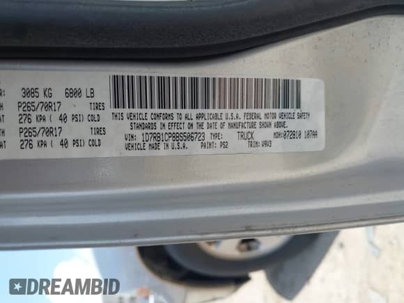 2011 Ram 1500 ST с VIN 1D7RB1CP8BS506723, выставлен на аукционе IAAI как лот 42691864 с пробегом 209 384 миль миль и . История ставок и продаж доступна на DreamBid. Изображение 9.