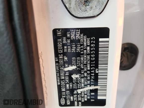 2020 Kia Sorento EX z VIN 5XYPH4A51LG655825, wystawiony jako Copart lot #66631235 z przebiegiem 100 130 mil mil oraz Szkoda całkowita • Salvage title. Historia ofert i sprzedaży dostępna na DreamBid. Obrazek 13.