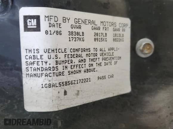 2006 Saturn ION z VIN 1G8AL55B56Z172221, wystawiony jako Copart lot #85042634 z przebiegiem Nie podano mil oraz Szkoda całkowita • Salvage title. Historia ofert i sprzedaży dostępna na DreamBid. Obrazek 12.