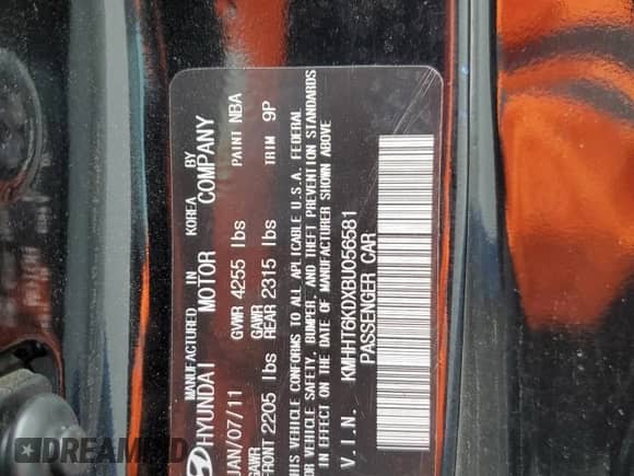 2011 Hyundai Genesis Coupe с VIN KMHHT6KDXBU056581, выставлен на аукционе Copart как лот 63156165 с пробегом 149 213 миль миль и Чистый • Clean title. История ставок и продаж доступна на DreamBid. Изображение 12.