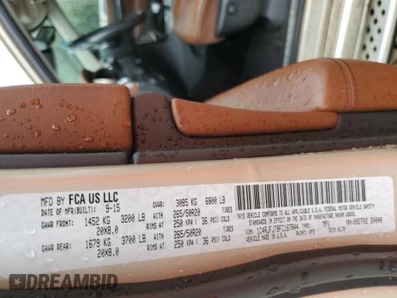 2015 Jeep Grand Cherokee Summit с VIN 1C4RJFJT8FC167844, выставлен на аукционе Copart как лот 67189905 с пробегом 81 269 миль миль и Списание • Salvage title. История ставок и продаж доступна на DreamBid. Изображение 14.