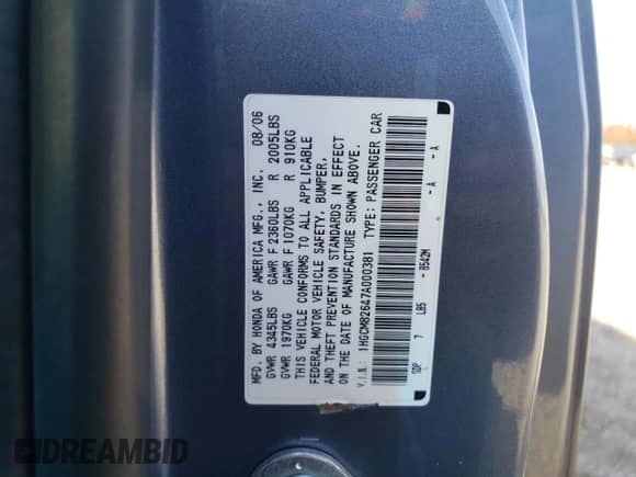 2007 Honda Accord EX-L with VIN 1HGCM82647A000381, listed as a Copart auction lot 82743035 with 128,027 mi miles and Salvage title. Bid and sale history available at DreamBid. Image 12.