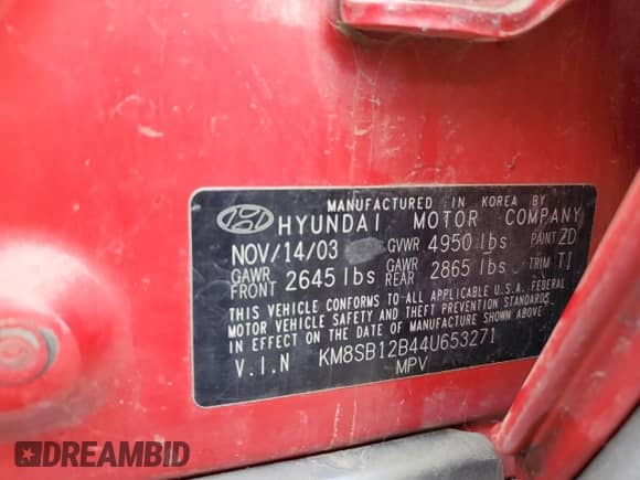 2004 Hyundai Santa Fe с VIN KM8SB12B44U653271, выставлен на аукционе Copart как лот 80059214 с пробегом 237 541 миль миль и Чистый • Clean title. История ставок и продаж доступна на DreamBid. Изображение 13.